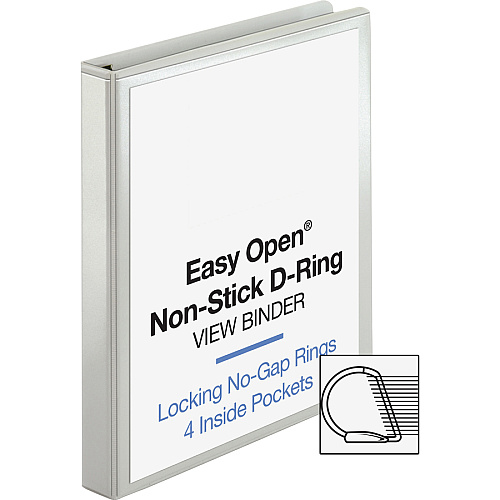 Business Source Locking D-Ring View Binder 1" Binder Capacity - Letter - 8 1/2" x 11" Sheet Size - 200 Sheet Capacity - Fastener(s): D-Ring - Pocket(s): 4, Inside Front & Back - Polypropylene, Chipboard - White - Recycled - Non-glare, Acid-free (BSN26955)