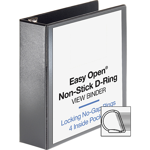 Business Source Locking D-Ring View Binder 3" Binder Capacity - Letter - 8 1/2" x 11" Sheet Size - 650 Sheet Capacity - Fastener(s): D-Ring - Pocket(s): 4, Inside Front & Back - Polypropylene, Chipboard - Black - Recycled - Non-glare, Acid-free (BSN26962)
