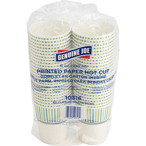 Genuine Joe 8 oz Hot Beverage Cups 8 fl oz - Assorted - Paper - Hot Chocolate, Cappuccino, Tea, Coffee, Beverage - 50/Pack - 20 / Carton (GJO10316CT)