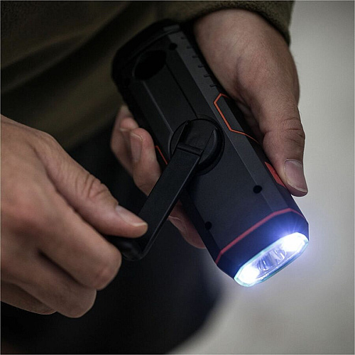 Life+Gear Stormproof Crank Light 30 lm Lumen - Lithium Ion (Li-Ion) - Battery, USB - Water Resistant, Water Proof, Impact Resistant - Red, Black - 1 Each (LG3860675RED)