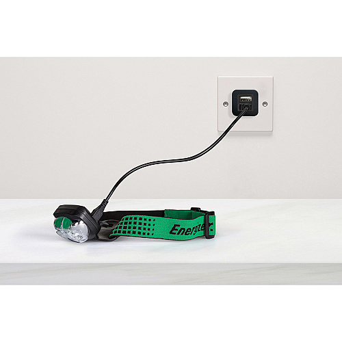 Energizer Vision Ultra HD Rechargeable Headlamp (Includes USB Charging Cable) LED - 400 lm Lumen - Battery Rechargeable - Battery, USB - Water Resistant, Drop Resistant - Green - 1 Each (ENHDFRLP)