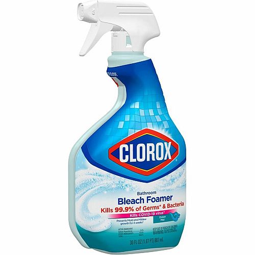 Clorox Disinfecting Bathroom Foamer with Bleach For Bathroom - 30 fl oz (0.9 quart) - Ocean Mist Scent - Recommended For: Soap Scum Remover - Disinfectant - Clear Spray Bottle - 1 Each (30614)