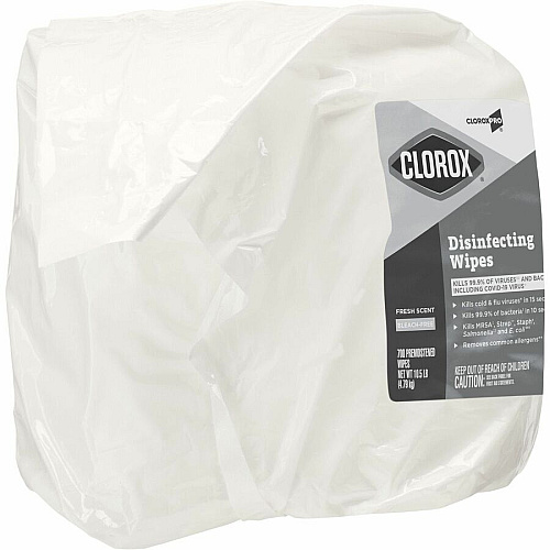 CloroxPro&trade; Disinfecting Wipes For Multipurpose - Fresh Scent - 7" Length x 7" Width - Bleach-free, Pre-moistened, Antibacterial - White - 700/Bag - 1 Each (31428)