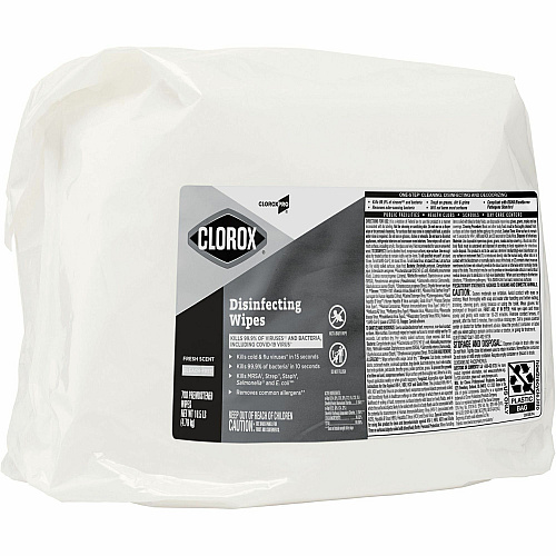 CloroxPro&trade; Disinfecting Wipes For Multipurpose - Fresh Scent - 7" Length x 7" Width - Bleach-free, Pre-moistened, Antibacterial - White - 700/Bag - 1 Each (31428)