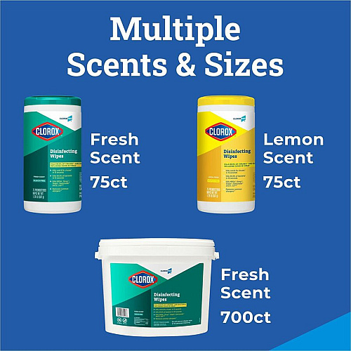 CloroxPro&trade; Disinfecting Wipes For Multipurpose - Fresh Scent - 7" Length x 7" Width - Bleach-free, Pre-moistened, Antibacterial - White - 700/Bag - 1 Each (31428)