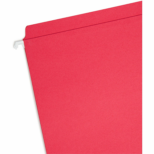 Smead FasTab Straight Tab Cut Letter Recycled Hanging Folder 8 1/2" x 11" - Assorted Tab Position - 11 pt. - Blue, Green, Red - 10% Recycled - 18 / Box (64100)