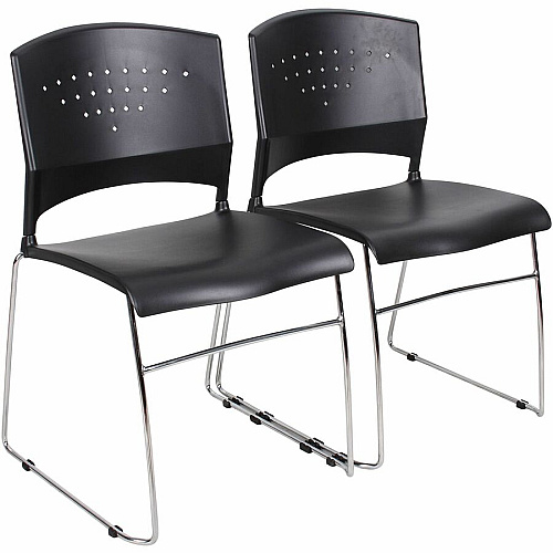 Boss Black Stack Chair With Chrome Frame, 1Pc Pack Black Seat Color - Polypropylene Seat Material - Black Back Color - Polypropylene Back Material - Chrome Frame Material - Sled Base - 1 Each (B1400BK1)