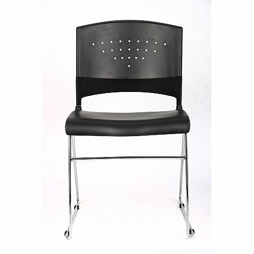 Boss Black Stack Chair With Chrome Frame, 1Pc Pack Black Seat Color - Polypropylene Seat Material - Black Back Color - Polypropylene Back Material - Chrome Frame Material - Sled Base - 1 Each (B1400BK1)