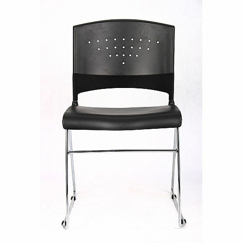 Boss Black Stack Chair With Chrome Frame, 1Pc Pack Black Seat Color - Polypropylene Seat Material - Black Back Color - Polypropylene Back Material - Chrome Frame Material - Sled Base - 1 Each (B1400BK1)