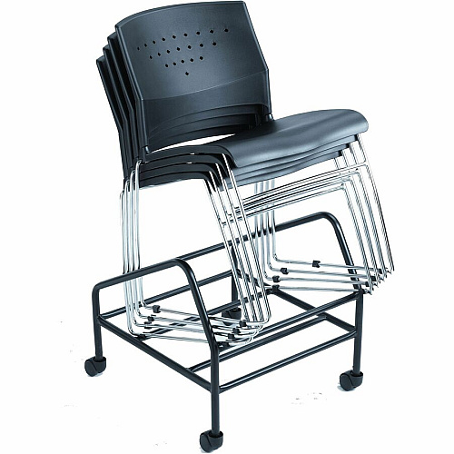 Boss Black Stack Chair With Chrome Frame, 1Pc Pack Black Seat Color - Polypropylene Seat Material - Black Back Color - Polypropylene Back Material - Chrome Frame Material - Sled Base - 1 Each (B1400BK1)