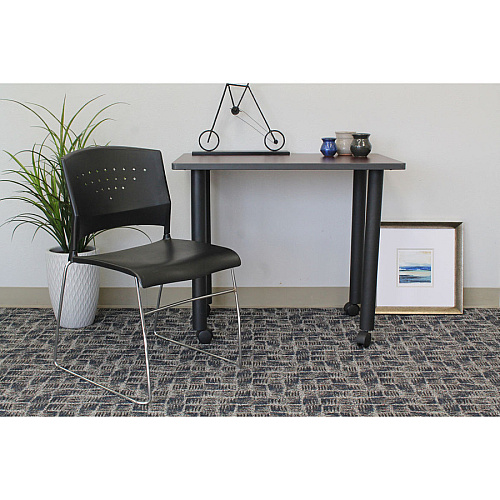 Boss Black Stack Chair With Chrome Frame, 1Pc Pack Black Seat Color - Polypropylene Seat Material - Black Back Color - Polypropylene Back Material - Chrome Frame Material - Sled Base - 1 Each (B1400BK1)
