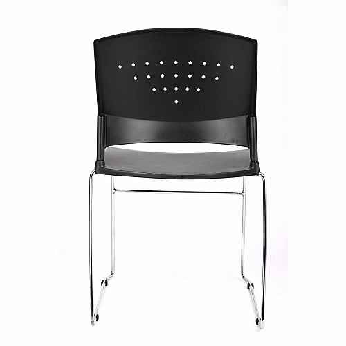Boss Black Stack Chair With Chrome Frame, 1Pc Pack Black Seat Color - Polypropylene Seat Material - Black Back Color - Polypropylene Back Material - Chrome Frame Material - Sled Base - 1 Each (B1400BK1)