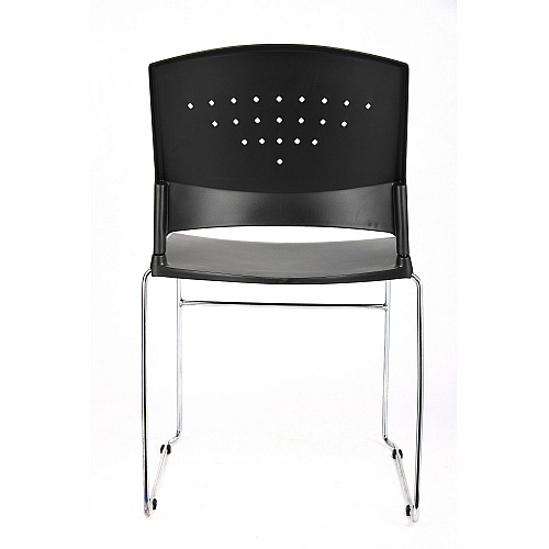 Boss Black Stack Chair With Chrome Frame, 1Pc Pack Black Seat Color - Polypropylene Seat Material - Black Back Color - Polypropylene Back Material - Chrome Frame Material - Sled Base - 1 Each (B1400BK1)