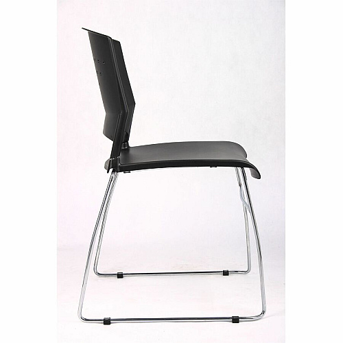 Boss Black Stack Chair With Chrome Frame, 1Pc Pack Black Seat Color - Polypropylene Seat Material - Black Back Color - Polypropylene Back Material - Chrome Frame Material - Sled Base - 1 Each (B1400BK1)