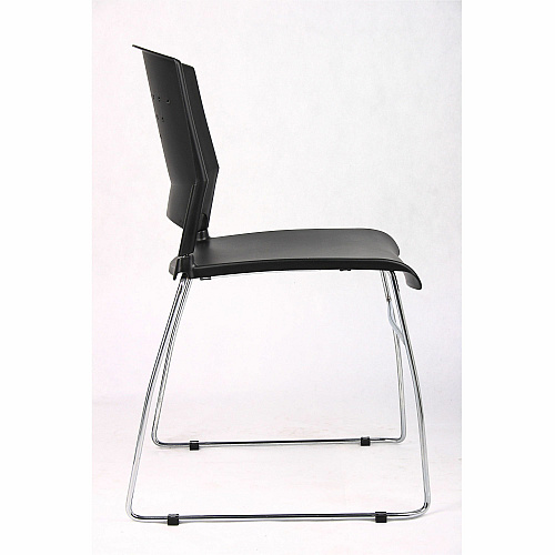 Boss Black Stack Chair With Chrome Frame, 1Pc Pack Black Seat Color - Polypropylene Seat Material - Black Back Color - Polypropylene Back Material - Chrome Frame Material - Sled Base - 1 Each (B1400BK1)