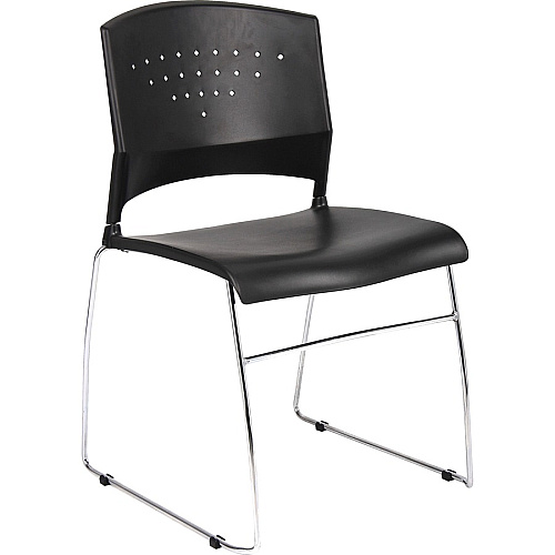 Boss Black Stack Chair With Chrome Frame 2 Pcs Pack Black Seat Color - Polypropylene Seat Material - Black Back Color - Polypropylene Back Material - Chrome Frame Material - Sled Base - 2 / Carton (B1400BK2)