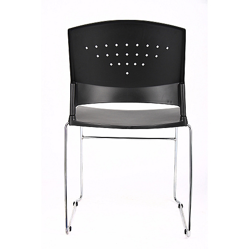 Boss Black Stack Chair With Chrome Frame 2 Pcs Pack Black Seat Color - Polypropylene Seat Material - Black Back Color - Polypropylene Back Material - Chrome Frame Material - Sled Base - 2 / Carton (B1400BK2)