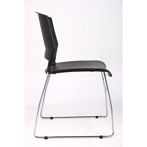Boss Black Stack Chair With Chrome Frame 2 Pcs Pack Black Seat Color - Polypropylene Seat Material - Black Back Color - Polypropylene Back Material - Chrome Frame Material - Sled Base - 2 / Carton (B1400BK2)