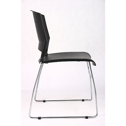 Boss Black Stack Chair With Chrome Frame 2 Pcs Pack Black Seat Color - Polypropylene Seat Material - Black Back Color - Polypropylene Back Material - Chrome Frame Material - Sled Base - 2 / Carton (B1400BK2)