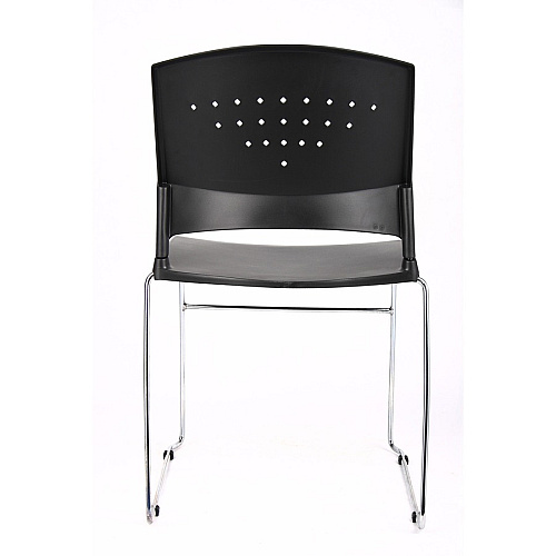 Boss Black Stack Chair With Chrome Frame 4 Pcs Pack Black Seat Color - Polypropylene Seat Material - Black Back Color - Polypropylene Back Material - Chrome Frame Material - Sled Base - 4 / Carton (B1400BK4)