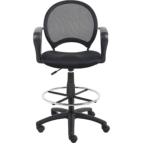 Boss Mesh Drafting Stool W/ Loop Arms Black Seat Color - Mesh Fabric Seat Material - Black Back Color - Mesh, Metal, Ballistic Nylon Back Material - 5-star Base - Armrest - 1 Each (B16217)