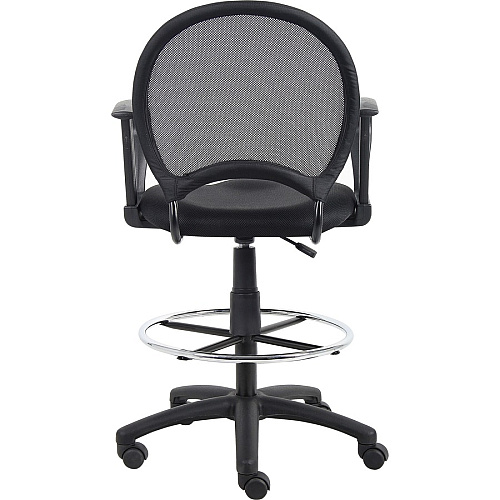 Boss Mesh Drafting Stool W/ Loop Arms Black Seat Color - Mesh Fabric Seat Material - Black Back Color - Mesh, Metal, Ballistic Nylon Back Material - 5-star Base - Armrest - 1 Each (B16217)