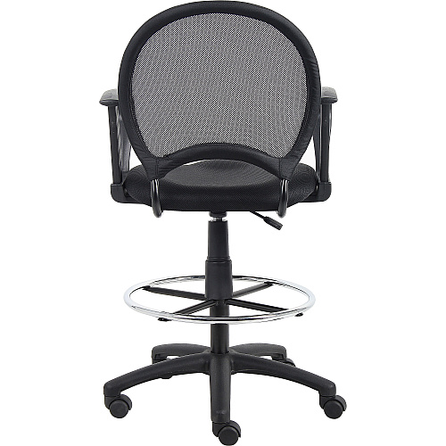 Boss Mesh Drafting Stool W/ Loop Arms Black Seat Color - Mesh Fabric Seat Material - Black Back Color - Mesh, Metal, Ballistic Nylon Back Material - 5-star Base - Armrest - 1 Each (B16217)