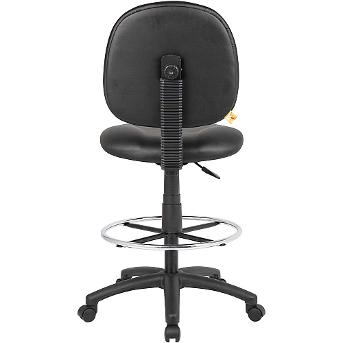 Boss Stand Up Drafting Stool with Foot Rest Black Black Seat Color - Vinyl Seat Material - Black Back Color - Vinyl Back Material - 5-star Base - 1 Each (B1690CS)