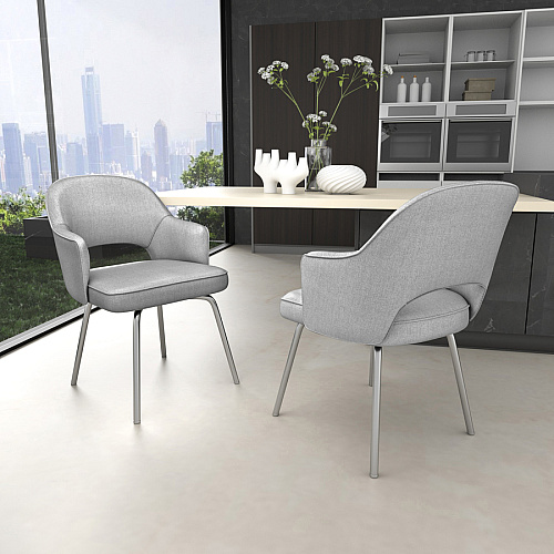 Boss Granite Linen Guest Chair Granite Seat Color - Linen Seat Material - Granite Back Color - Linen Back Material - Chrome Frame Color - Four-legged Base - 1 Each (B489CGR)