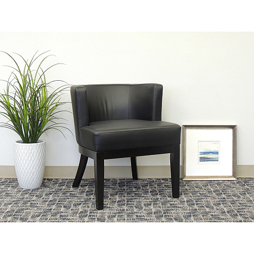 Boss Ava Accent Chair-Black Black Seat Color - Vinyl, Plush Seat Material - Black Back Color - Vinyl Back Material - Black Frame Color - Four-legged Base - 1 Each (B529BKBK)