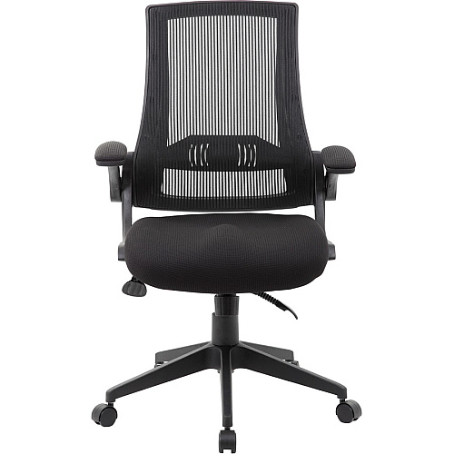 Boss Mesh Back, Flip Arm Task Chair Black Seat Color - Black Back Color - Black Frame Color - 5-star Base - 1 Each (B6776BK)