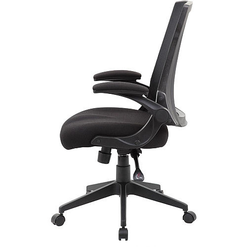 Boss Mesh Back, Flip Arm Task Chair Black Seat Color - Black Back Color - Black Frame Color - 5-star Base - 1 Each (B6776BK)
