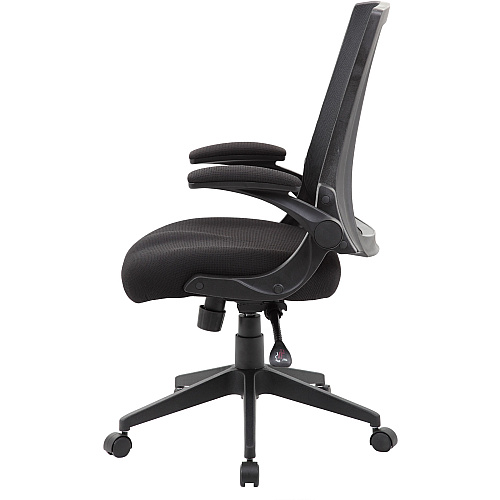 Boss Mesh Back, Flip Arm Task Chair Black Seat Color - Black Back Color - Black Frame Color - 5-star Base - 1 Each (B6776BK)