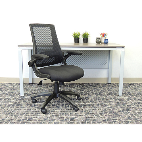 Boss Mesh Back, Flip Arm Task Chair Black Seat Color - Black Back Color - Black Frame Color - 5-star Base - 1 Each (B6776BK)