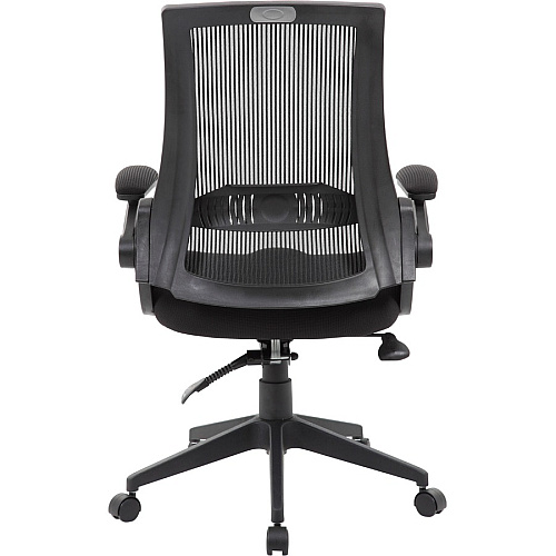 Boss Mesh Back, Flip Arm Task Chair Black Seat Color - Black Back Color - Black Frame Color - 5-star Base - 1 Each (B6776BK)