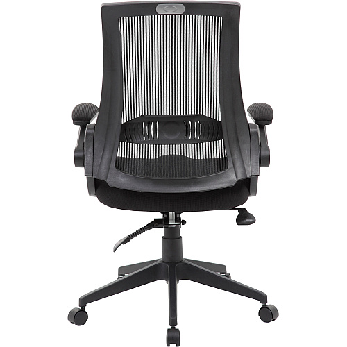Boss Mesh Back, Flip Arm Task Chair Black Seat Color - Black Back Color - Black Frame Color - 5-star Base - 1 Each (B6776BK)