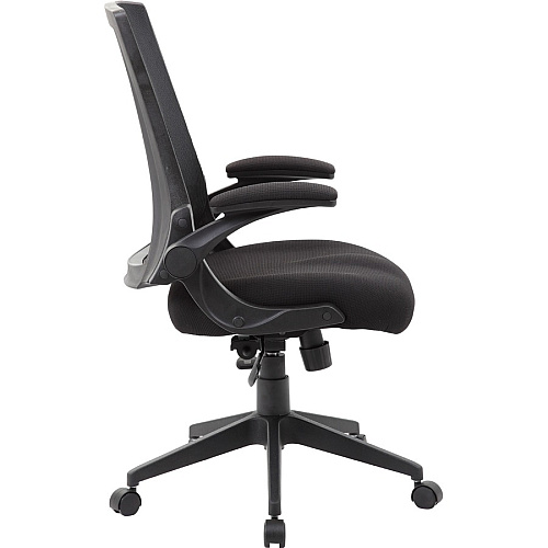 Boss Mesh Back, Flip Arm Task Chair Black Seat Color - Black Back Color - Black Frame Color - 5-star Base - 1 Each (B6776BK)