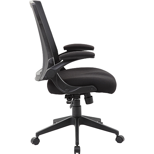 Boss Mesh Back, Flip Arm Task Chair Black Seat Color - Black Back Color - Black Frame Color - 5-star Base - 1 Each (B6776BK)