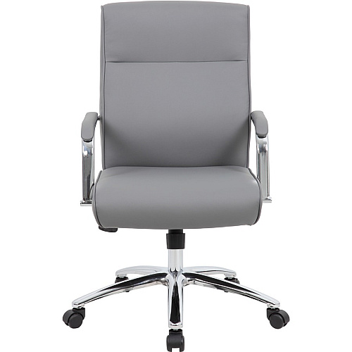 Boss Modern Executive Conference Chair-Grey Gray Seat Color - Vinyl Seat Material - Gray Back Color - Vinyl Back Material - Chrome Frame Color - 5-star Base - Armrest - 1 Each (B696CGY)