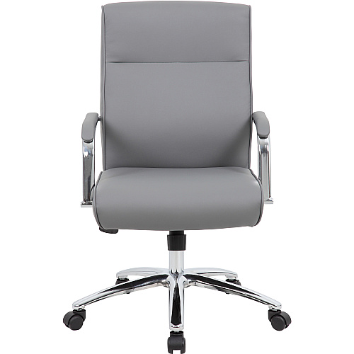 Boss Modern Executive Conference Chair-Grey Gray Seat Color - Vinyl Seat Material - Gray Back Color - Vinyl Back Material - Chrome Frame Color - 5-star Base - Armrest - 1 Each (B696CGY)