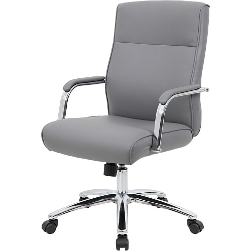 Boss Modern Executive Conference Chair-Grey Gray Seat Color - Vinyl Seat Material - Gray Back Color - Vinyl Back Material - Chrome Frame Color - 5-star Base - Armrest - 1 Each (B696CGY)