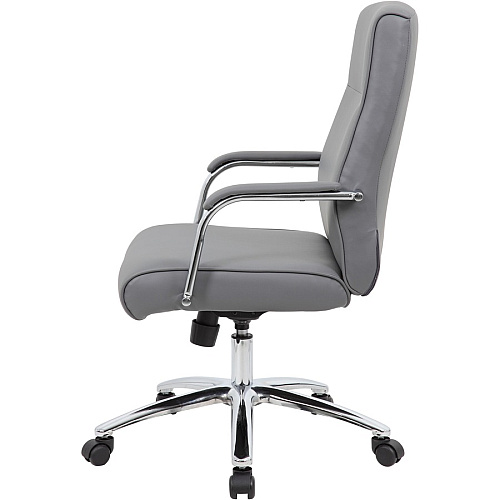 Boss Modern Executive Conference Chair-Grey Gray Seat Color - Vinyl Seat Material - Gray Back Color - Vinyl Back Material - Chrome Frame Color - 5-star Base - Armrest - 1 Each (B696CGY)