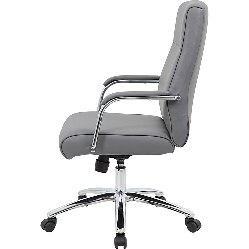Boss Modern Executive Conference Chair-Grey Gray Seat Color - Vinyl Seat Material - Gray Back Color - Vinyl Back Material - Chrome Frame Color - 5-star Base - Armrest - 1 Each (B696CGY)