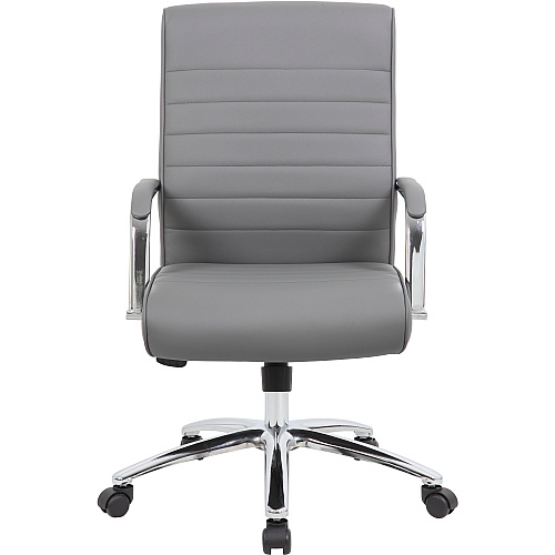 Boss Modern Executive Conference Chair-Ribbed Grey Vinyl Seat Material - Vinyl Back Material - Chrome Frame Color - 5-star Base - Ribbed Gray - Armrest - 1 Each (B696CRBGY)