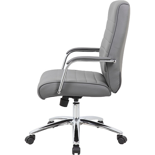 Boss Modern Executive Conference Chair-Ribbed Grey Vinyl Seat Material - Vinyl Back Material - Chrome Frame Color - 5-star Base - Ribbed Gray - Armrest - 1 Each (B696CRBGY)