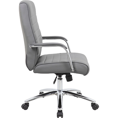 Boss Modern Executive Conference Chair-Ribbed Grey Vinyl Seat Material - Vinyl Back Material - Chrome Frame Color - 5-star Base - Ribbed Gray - Armrest - 1 Each (B696CRBGY)