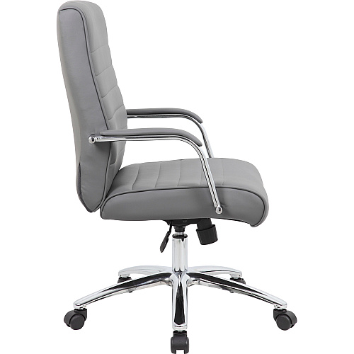 Boss Modern Executive Conference Chair-Ribbed Grey Vinyl Seat Material - Vinyl Back Material - Chrome Frame Color - 5-star Base - Ribbed Gray - Armrest - 1 Each (B696CRBGY)