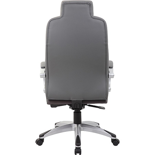 Boss Hinged Arm Executive Chair With Synchro-Tilt, Grey Gray Seat Color - Vinyl Seat Material - Gray Back Color - Vinyl Back Material - Silver Frame Color - 5-star Base - Armrest - 1 Each (B8871GY)
