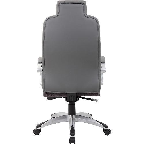 Boss Hinged Arm Executive Chair With Synchro-Tilt, Grey Gray Seat Color - Vinyl Seat Material - Gray Back Color - Vinyl Back Material - Silver Frame Color - 5-star Base - Armrest - 1 Each (B8871GY)