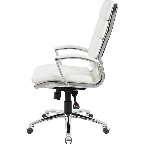 Boss Executive CaressoftPlus? Chair with Metal Chrome Finish White Seat Color - Vinyl Seat Material - White Back Color - Vinyl Back Material - Chrome Frame Color - High Back - 5-star Base - Armrest - 1 Each (B9471WT)